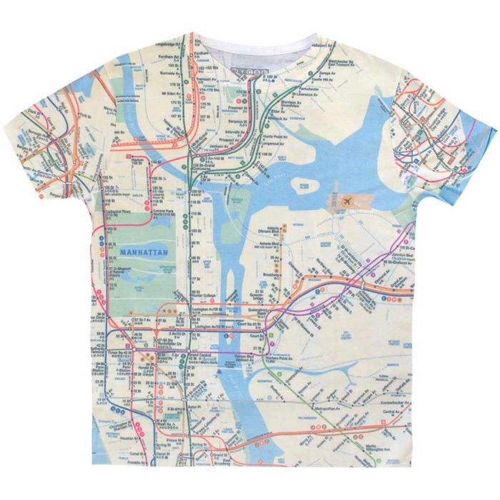 NYC Subway Adult All Over Map Tee