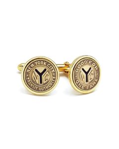 NYC Subway Token 14KT Gold Cufflinks