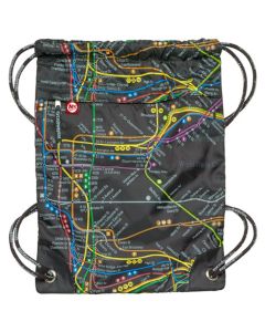 NYC Subway Map Drawstring Backpack (Black)