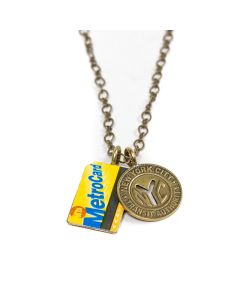 Brass MetroCard Token Necklace