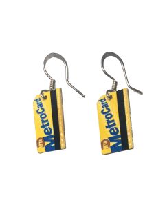 Two Sided Silver Plated MetroCard Earrings