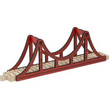 Wood Red Suspension Bridge