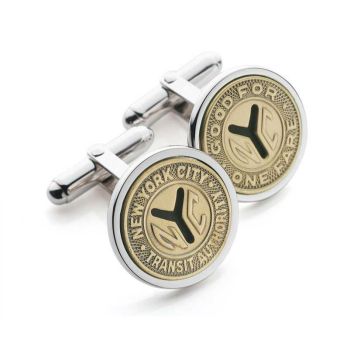 NYC Subway Token Silver-Plated Cufflinks