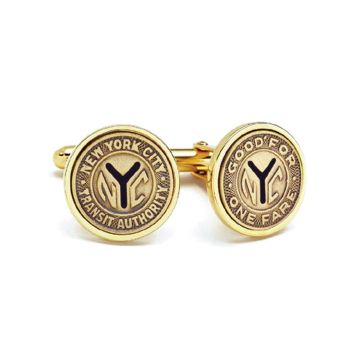 NYC Subway Token 14KT Gold Cufflinks