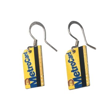 Two Sided Silver Plated MetroCard Earrings